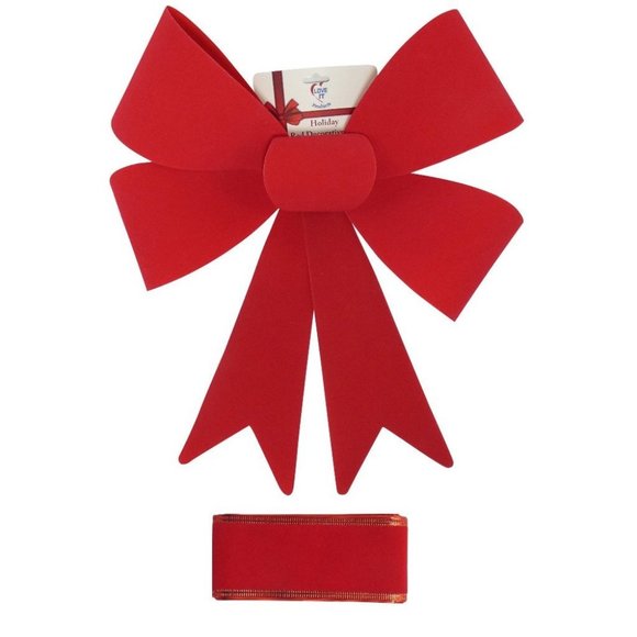 Large Decorative Seasonal Holiday Felt Red Bow (15 - Picture 1 of 5
